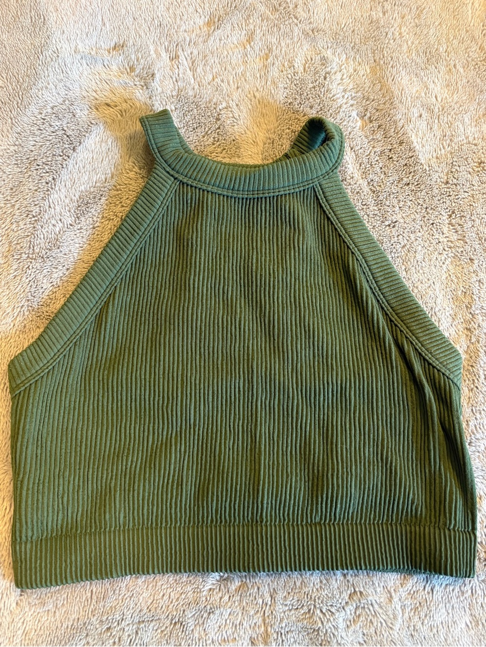 aerie Olive Ribbed Halter Bralette